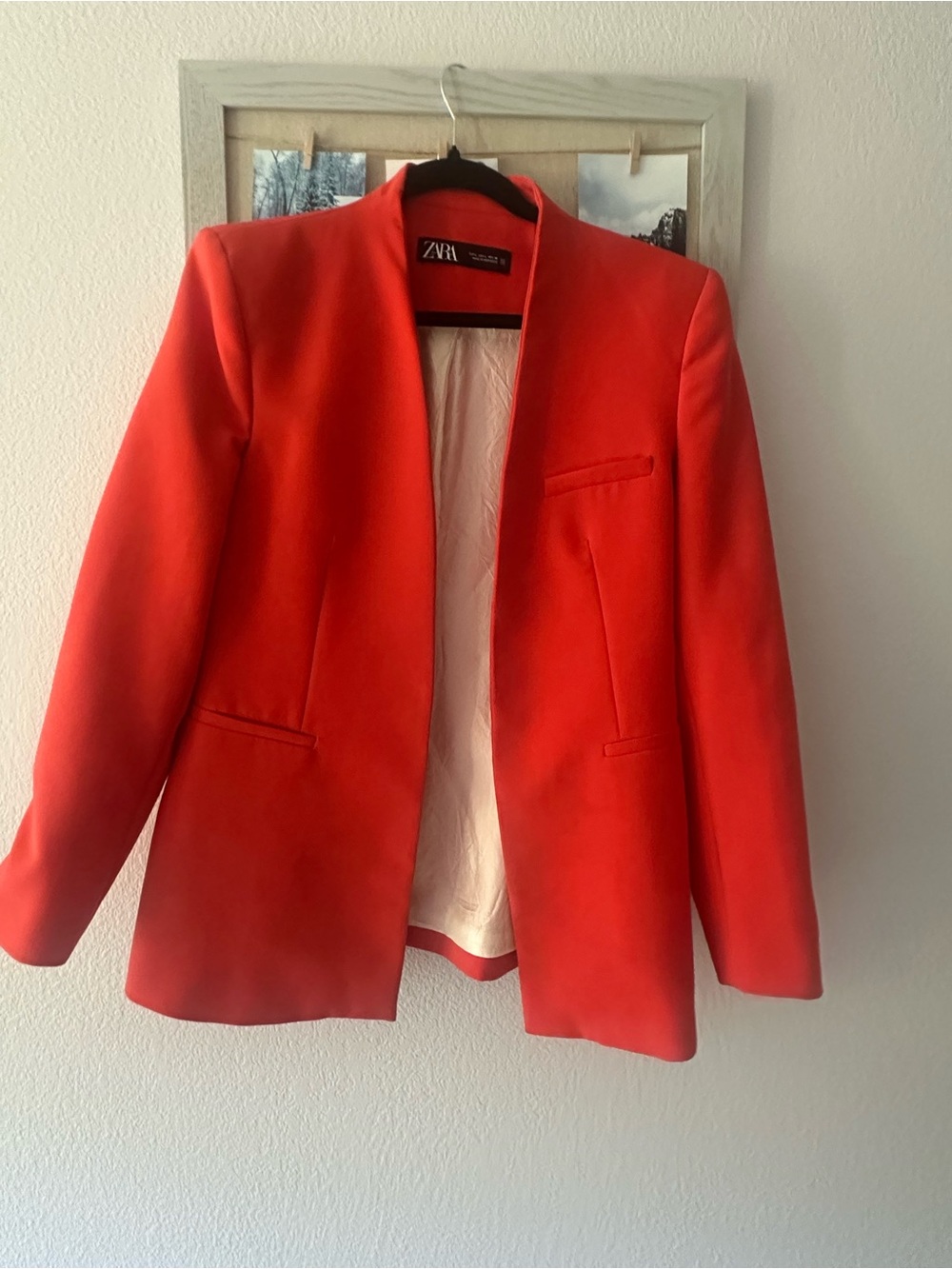 Zara Bright Red Open-Front Blazer Jacket
